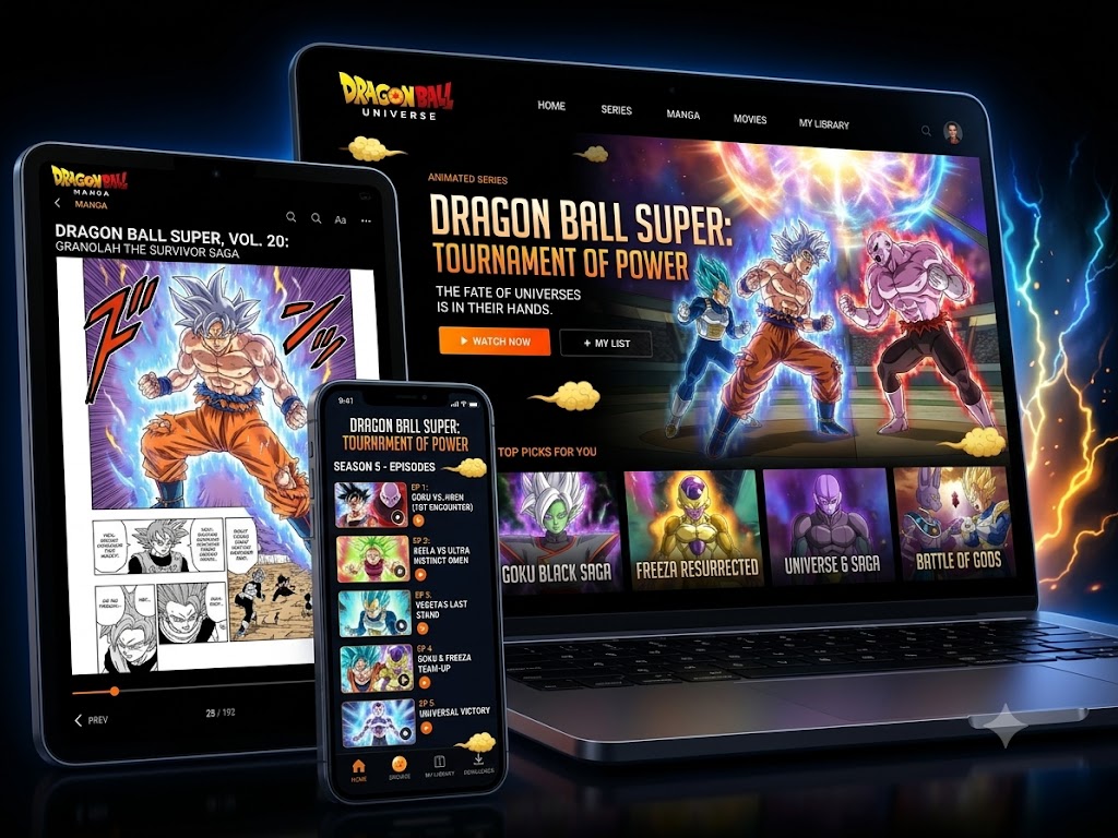 Acervo de animações e mangás de Dragon Ball em celular, tablet e notebook